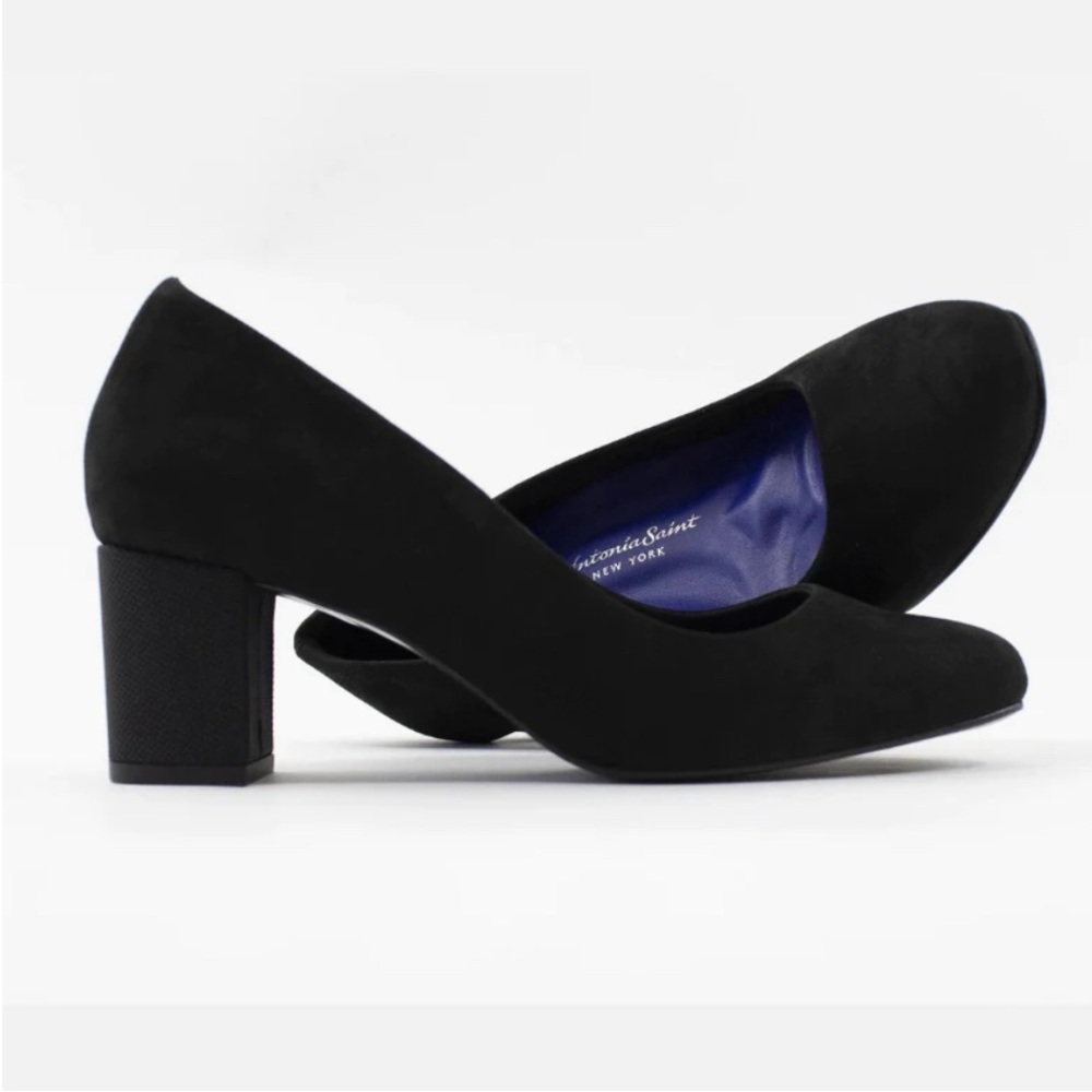 Antonia Saint NY All Day Night Block Heel Pumps Black Suede Womens Shoes Sz 5 W